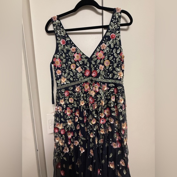 NWT | Mac Duggal 5527 Multi Midnight Midi Floral  A-line Dress Size 8 - Picture 8 of 10